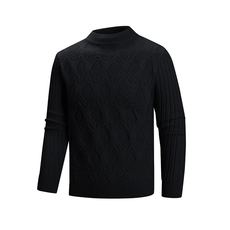 Herren Feiner Zopfmuster-Pullover mit kurzem Stehkragen und Raglanärmeln Nord Taschen