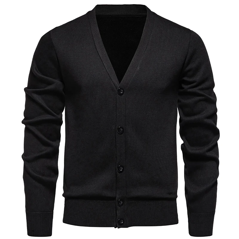 Herren Feiner V-Ausschnitt Strickcardigan mit durchgehender Knopfleiste und gerippten Bündchen Nord Taschen