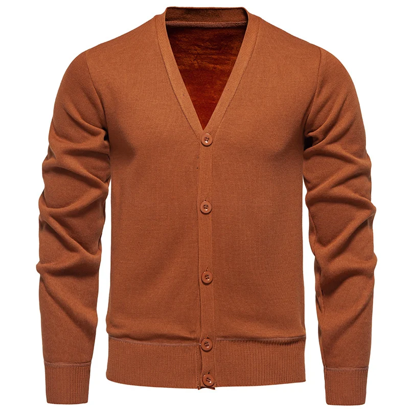 Herren Feiner V-Ausschnitt Strickcardigan mit durchgehender Knopfleiste und gerippten Bündchen Nord Taschen