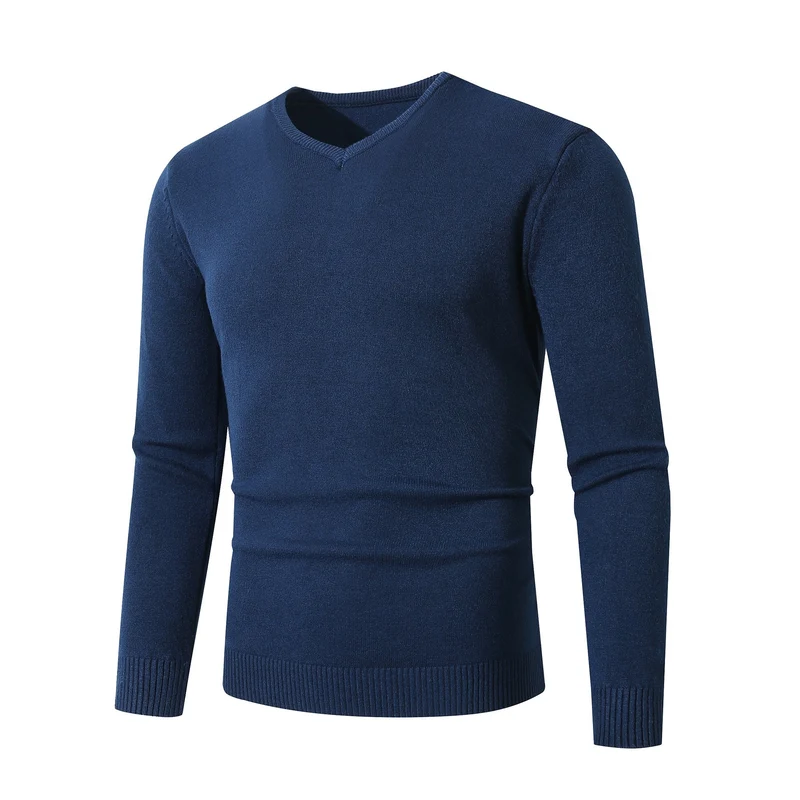 Herren Feiner V-Ausschnitt Feinstrickpullover mit schmalem Rippsaum Nord Taschen