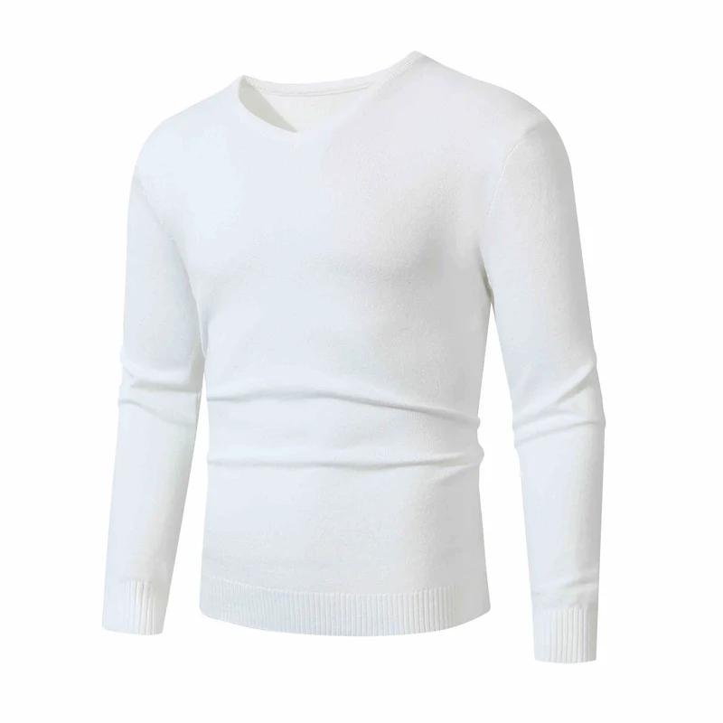 Herren Feiner V-Ausschnitt Feinstrickpullover mit schmalem Rippsaum Nord Taschen