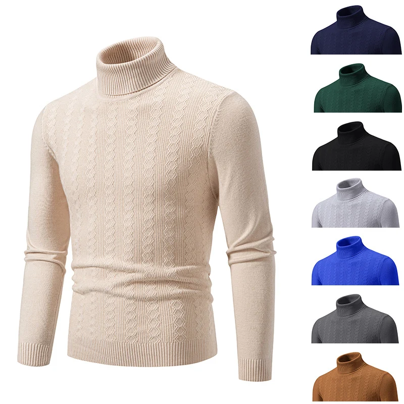 Herren Feiner Rollkragenpullover aus Feinstrick mit Zopfmuster und schmaler Silhouette Nord Taschen