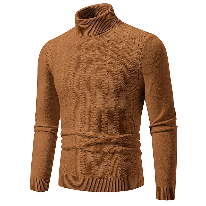 Herren Feiner Rollkragenpullover aus Feinstrick mit Zopfmuster und schmaler Silhouette Nord Taschen