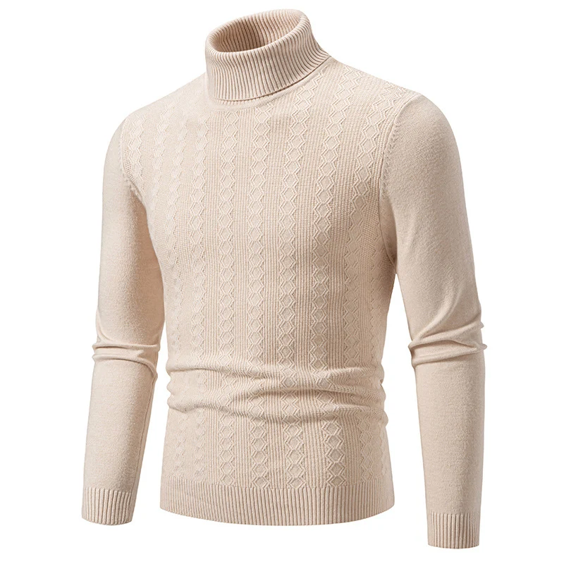 Herren Feiner Rollkragenpullover aus Feinstrick mit Zopfmuster und schmaler Silhouette Nord Taschen