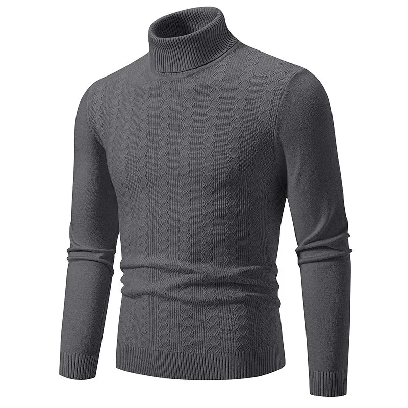 Herren Feiner Rollkragenpullover aus Feinstrick mit Zopfmuster und schmaler Silhouette Nord Taschen