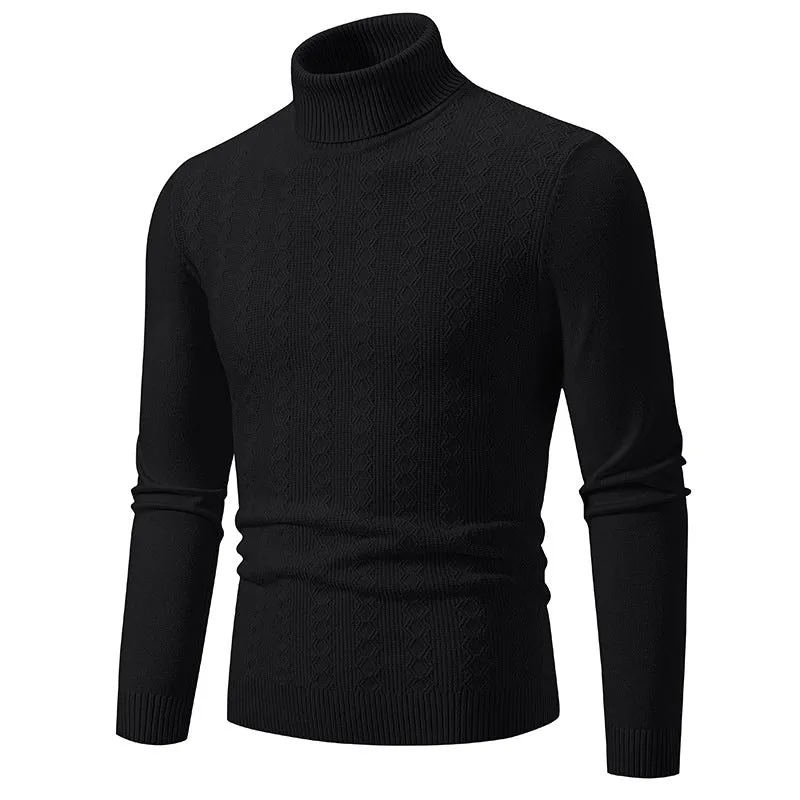 Herren Feiner Rollkragenpullover aus Feinstrick mit Zopfmuster und schmaler Silhouette Nord Taschen