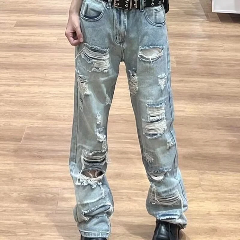 Herren Extraweite Ripped Baggy-Jeans mit tiefem Schritt und ausgeprägten Destroyed-Details Nord Taschen