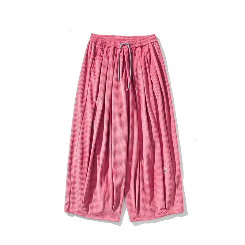 Herren Extraweite Plissée-Hose mit Rippstruktur und Tunnelzug Nord Taschen