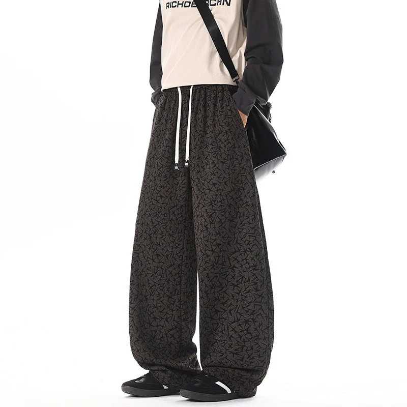 Herren Extraweite Fleece-Loungehose mit Allover-Strukturprint und Kordelzug Nord Taschen