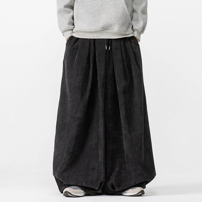 Herren Extraweite Cord-Ballonhose mit Falten, Tunnelzug und schwerem Fall Nord Taschen
