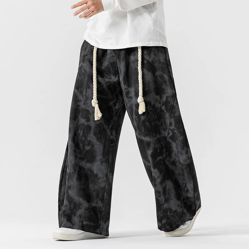 Herren Extraweite Batik-Loungehose im Baggy-Cut mit dekorativem Kordelzug Nord Taschen