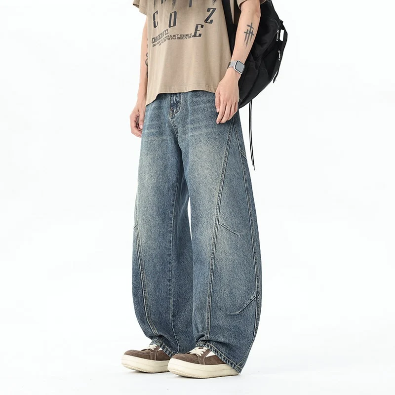 Herren Extraweite Baggy-Jeans mit tiefem Schritt und markanten Kontrastnähten Nord Taschen