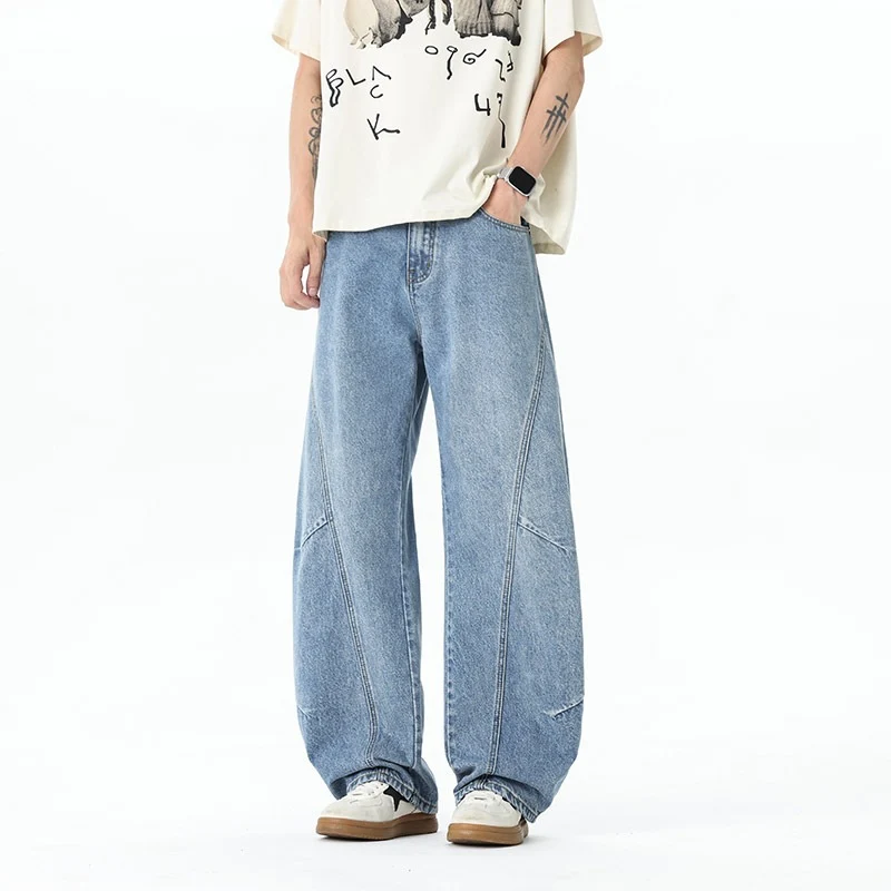 Herren Extraweite Baggy-Jeans mit tiefem Schritt und markanten Kontrastnähten Nord Taschen
