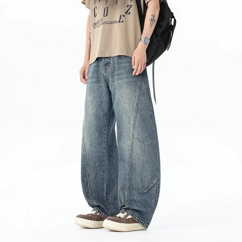 Herren Extraweite Baggy-Jeans mit tiefem Schritt und markanten Kontrastnähten Nord Taschen