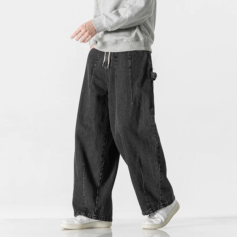 Herren Extraweite Baggy-Jeans im Vintage-Wash mit Tunnelzug und elastischem Saum Nord Taschen
