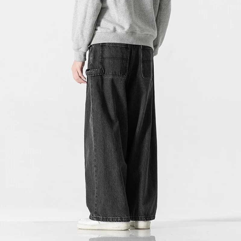 Herren Extraweite Baggy-Jeans im Vintage-Wash mit Tunnelzug und elastischem Saum Nord Taschen