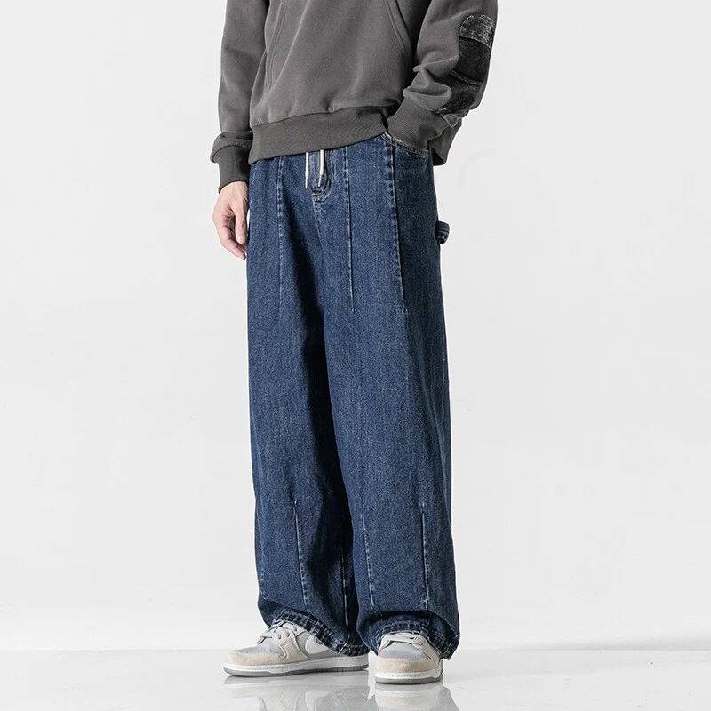 Herren Extraweite Baggy-Jeans im Vintage-Wash mit Tunnelzug und elastischem Saum Nord Taschen