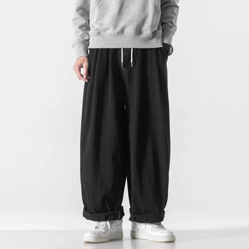 Herren Extraweite Baggy-Hose mit Tunnelzugbund und umgeschlagenem Saum Nord Taschen