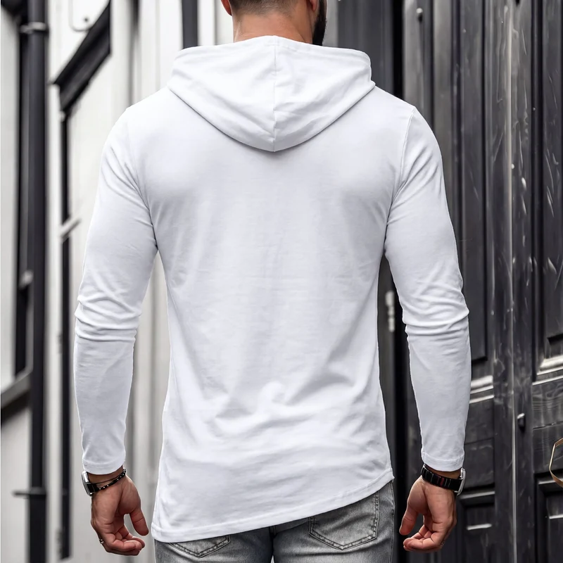 Herren Enganliegendes Langarmshirt mit hohem Schlauchkragen und asymmetrischem Saum Nord Taschen
