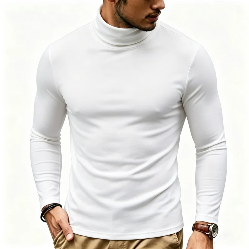 Herren Enganliegender Rollkragenpullover in Slim-Fit aus Baumwoll-Elasthan Nord Taschen