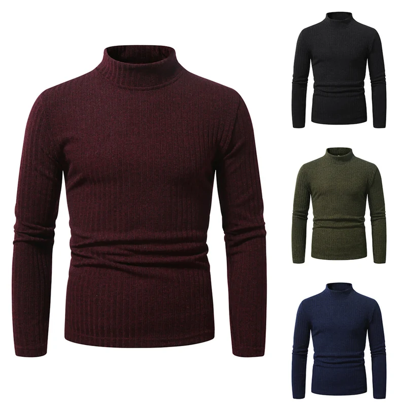 Herren Enganliegender Mockneck-Feinstrickpullover mit Rippstruktur und thermoregulierender Qualität Nord Taschen