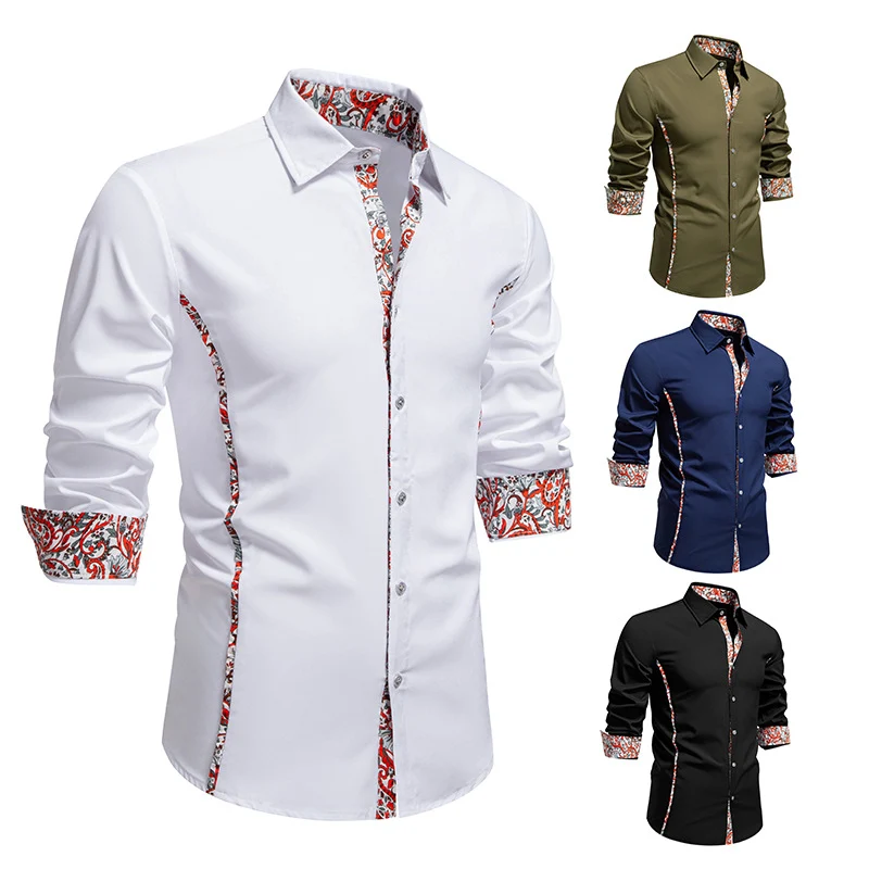 Herren Elegantes tailliertes Business-Hemd mit kontrastierter Innenblende und Paisley-Detail Nord Taschen