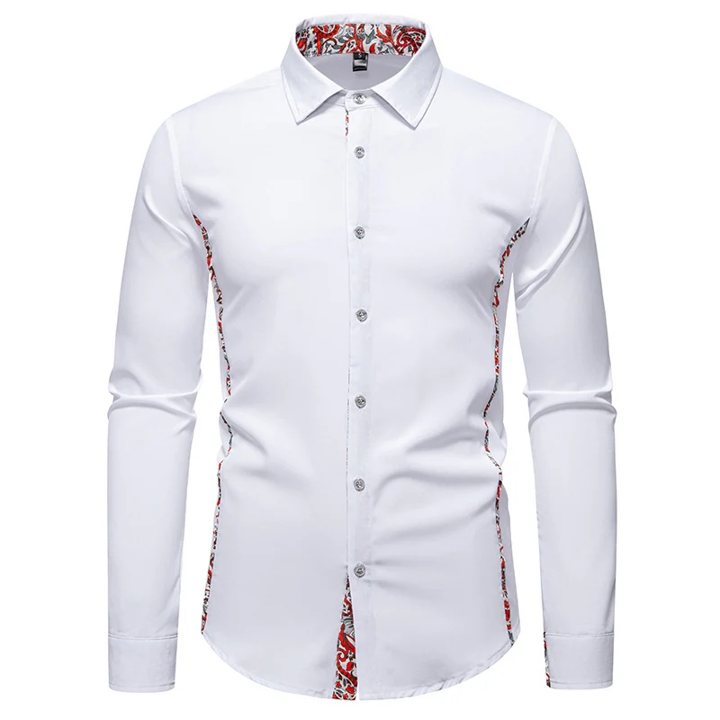 Herren Elegantes tailliertes Business-Hemd mit kontrastierter Innenblende und Paisley-Detail Nord Taschen