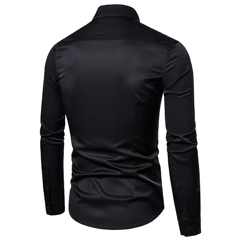 Herren Elegantes Hemd mit Pailletten-Brustplatte und tailliertem Schnitt Nord Taschen