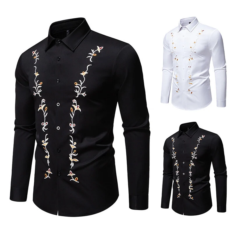 Herren Elegantes besticktes Hemd mit Kentkragen und figurbetonter Slim‑Fit‑Silhouette Nord Taschen