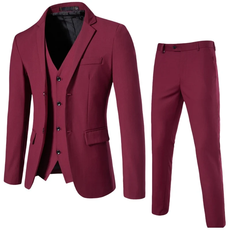 Herren Dreiteiliges tailliertes Anzugset mit Slim‑Sakko, Weste und schmaler Flachbundhose Nord Taschen