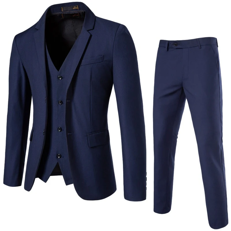 Herren Dreiteiliges tailliertes Anzugset mit Slim‑Sakko, Weste und schmaler Flachbundhose Nord Taschen