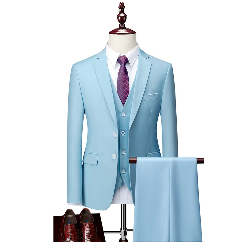 Herren Dreiteiliger Business-Anzug mit tailliertem Schnitt, Weste und klassischem Revers Nord Taschen