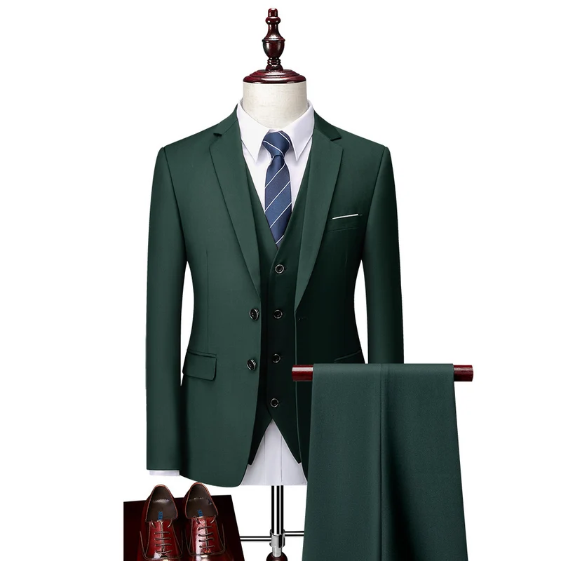 Herren Dreiteiliger Business-Anzug mit tailliertem Schnitt, Weste und klassischem Revers Nord Taschen