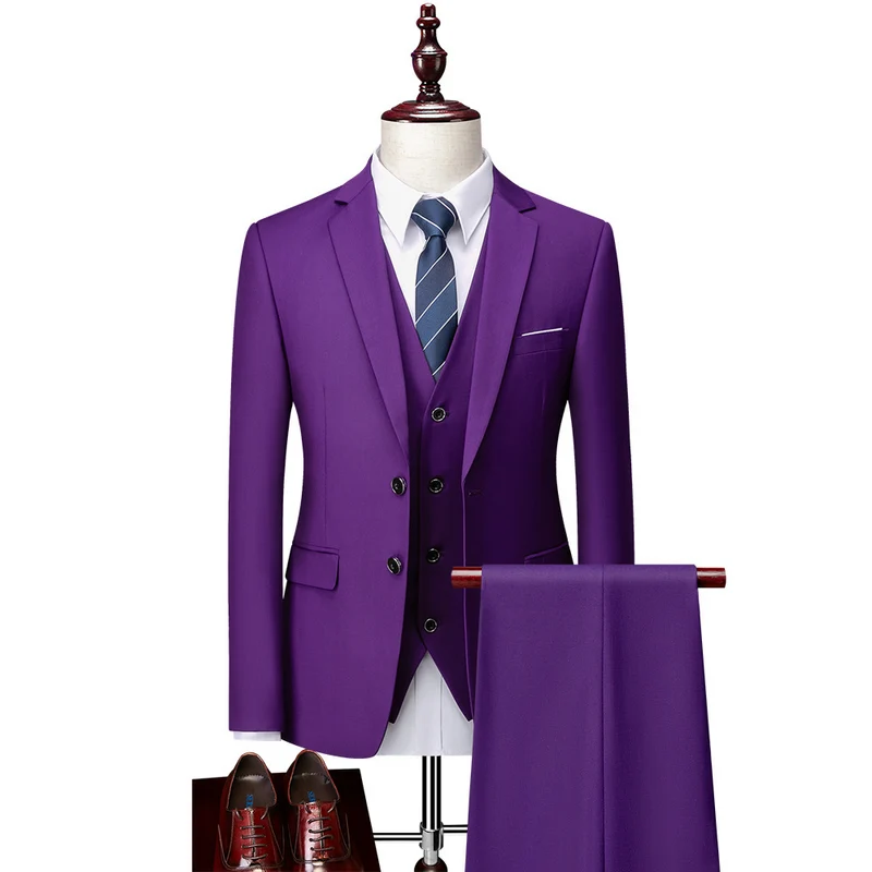 Herren Dreiteiliger Business-Anzug mit tailliertem Schnitt, Weste und klassischem Revers Nord Taschen