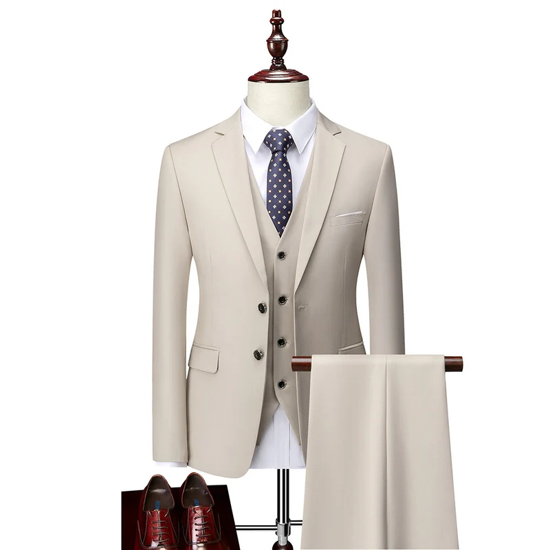 Herren Dreiteiliger Business-Anzug mit tailliertem Schnitt, Weste und klassischem Revers Nord Taschen