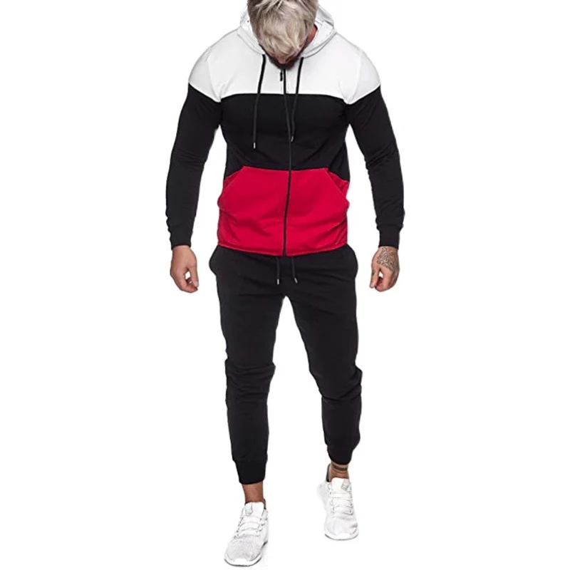 Herren City-Casual Jogginganzug mit Kapuzen‑Zipjacke und tapered Jogginghose aus Baumwollmix Nord Taschen