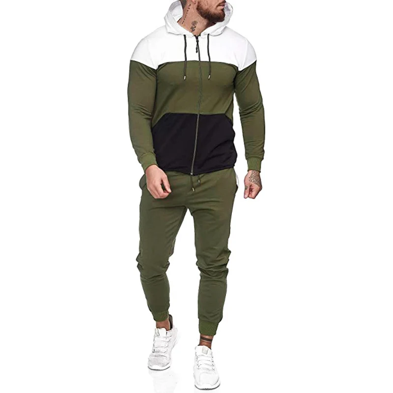 Herren City-Casual Jogginganzug mit Kapuzen‑Zipjacke und tapered Jogginghose aus Baumwollmix Nord Taschen