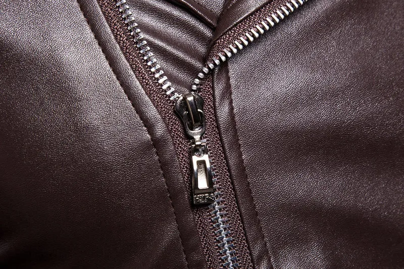 Herren Biker-Lederjacke im Slim-Fit mit asymmetrischem Reißverschluss und Taillengürtel Nord Taschen
