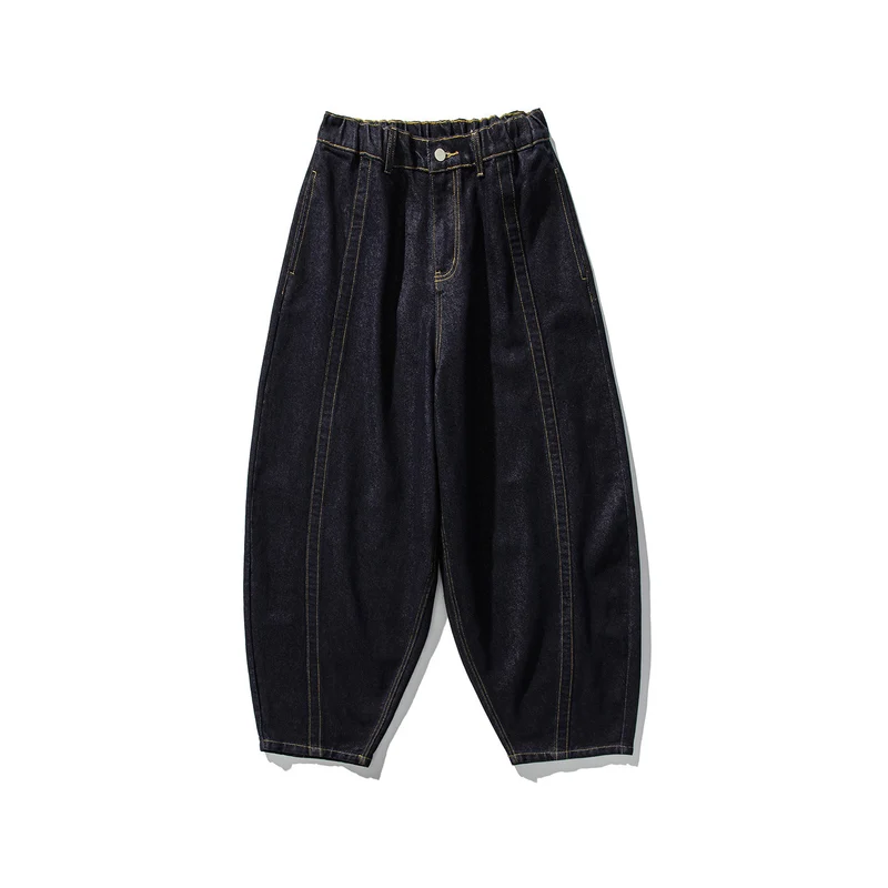 Herren Baggy-Denim-Hose mit extra weitem Bein, tiefem Schritt und sichtbaren Kontrastnähten Nord Taschen