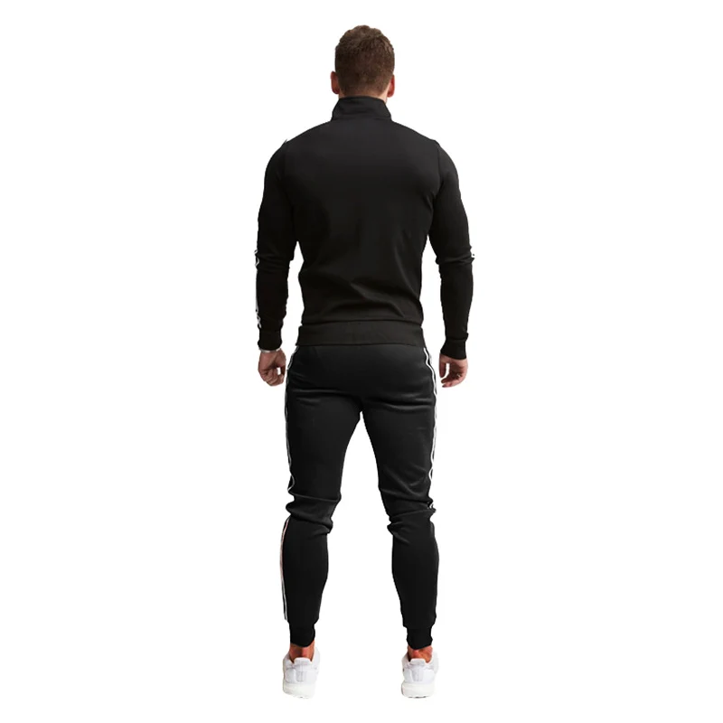 Herren Athletischer Slim-Fit Trainingsanzug mit Stehkragen, Zip-Jacke und Jogger mit Seitenstreifen Nord Taschen