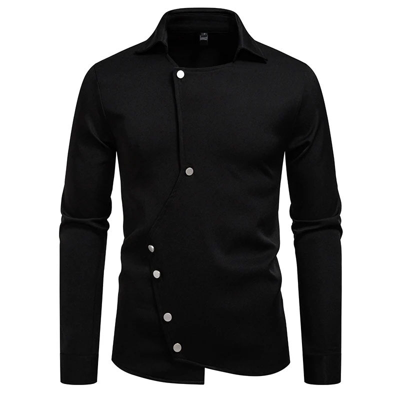 Herren Asymmetrisches Hemd mit diagonalem Druckknopfverschluss Nord Taschen