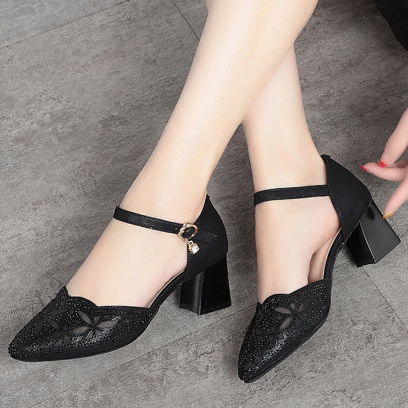 Damen Elegante Schnürpumps mit feinem Lochmuster und bequemem Blockabsatz Nord Taschen