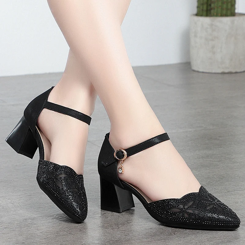 Damen Elegante Schnürpumps mit feinem Lochmuster und bequemem Blockabsatz Nord Taschen