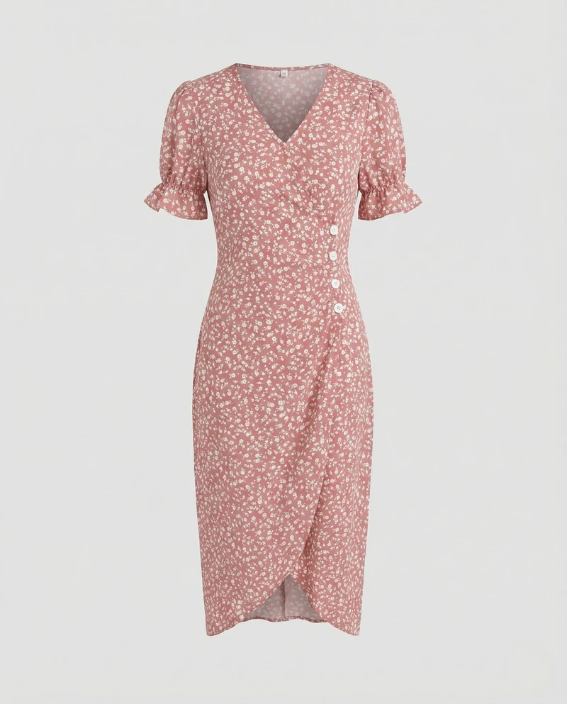 Tailliertes Midikleid Mit Puffärmeln Damen