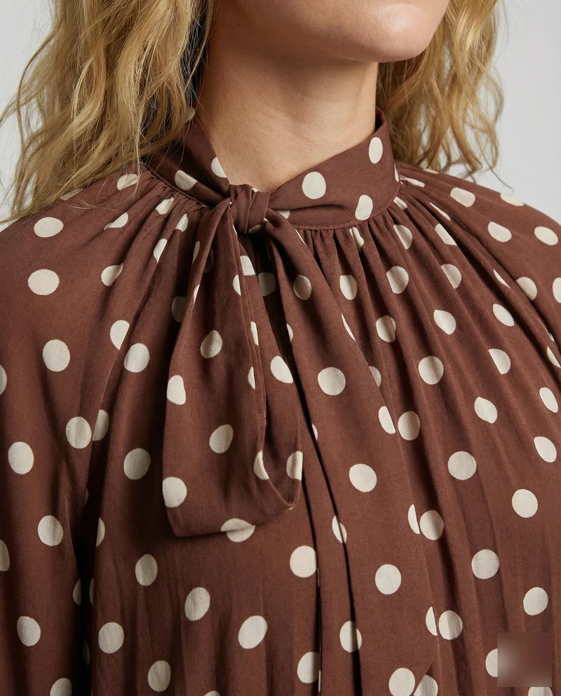 Damen Plissee Ballonärmel Bluse