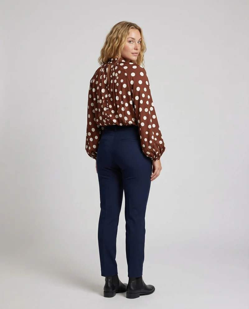 Damen Plissee Ballonärmel Bluse