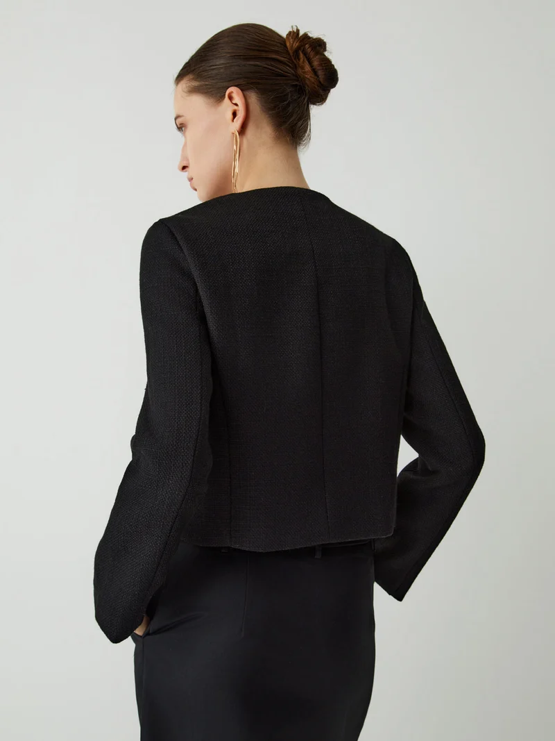 Button Tweed Jacke