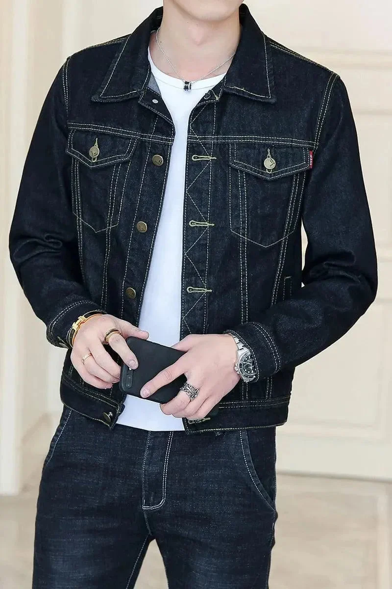 Revers Denim Jacke Herren