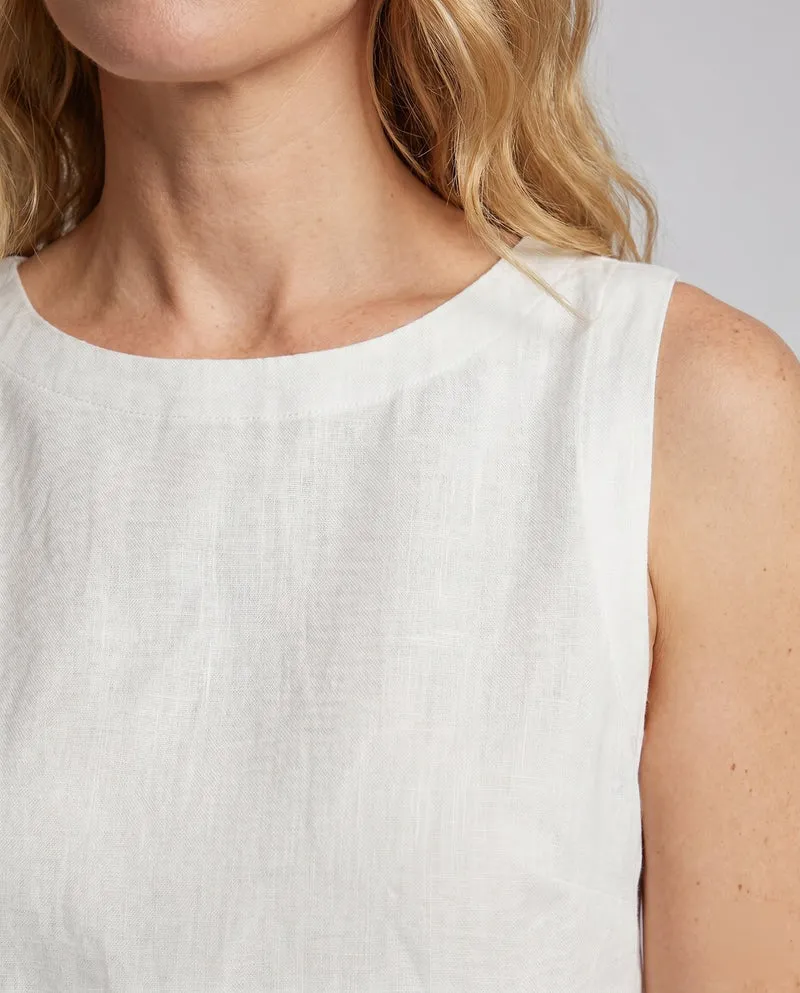 Damen lässiges Leinen-Cropped-Top mit schmalen Trägern