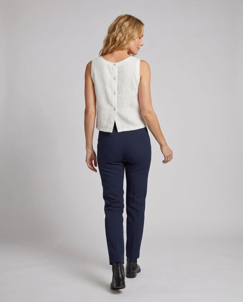 Damen lässiges Leinen-Cropped-Top mit schmalen Trägern
